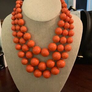 Vintage beaded orange necklace 3 stand